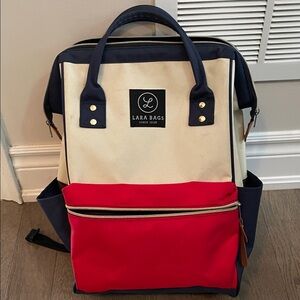Lara Bags Blue and Red Tote Bag  Backpack Travel Bag Laptop Bag